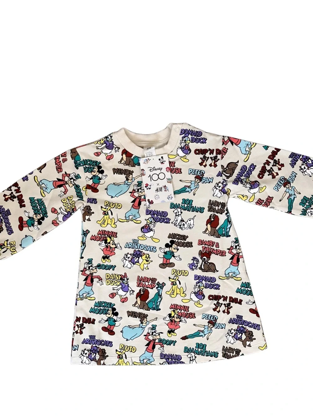 H&M Kids Cream Long Sleeve Disney Character Print Top